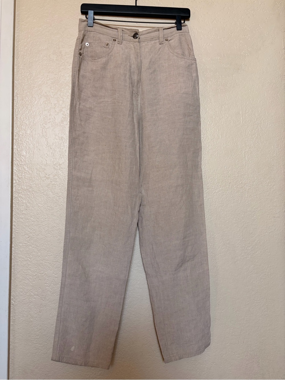 MaxMara Neutral Tan Linen-Blend Chinos